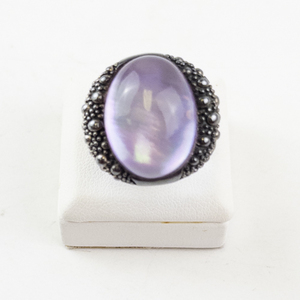 lot 20 image: Michael Dawkins Sterling Silver Ring with Purple Stone, Size 8