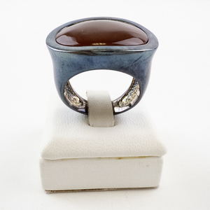 lot 37 image: RLM Studio Sterling Silver Statement Ring with Red Stone. Size 7.25