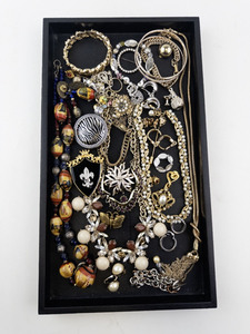 lot 73 image: Assorted Vintage and Costume Jewelry Lot with Necklaces, Bracelets, and Pins