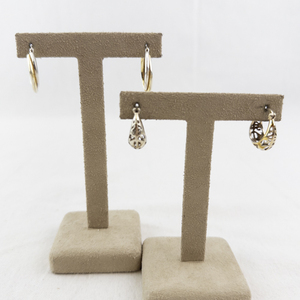 lot 81A image: Set of 2 Sterling Silver 925 Two-Tone Hoop and Filigree Earrings