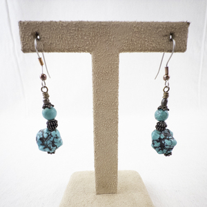 lot 85 image: Kingman Turquoise and Sterling Dangle Earrings. New Old Stock