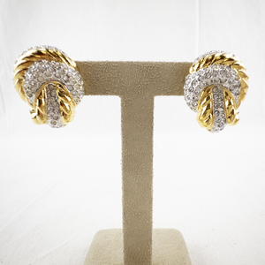 lot 93 image: Nolan Miller Gold Tone Crystal Clip-On Earrings