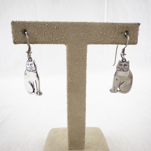 lot 97 image: Laurel Burch Sterling Silver Cat Dangle Earrings