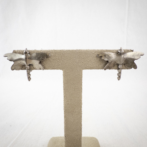 lot 99 image: Sterling Silver Dragonfly Screw Back Earrings.