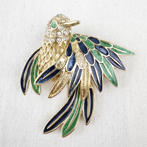 lot 121 image: LKGE LIND SP Gold-Tone Bird Brooch with Enamel and Rhinestones