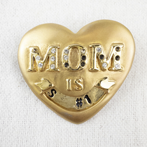 lot 122 image: Mom Is Special Heart-Shaped Brooch with Rhinestones.