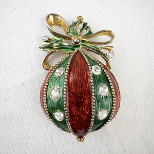 lot 123 image: Eisenberg Ice Sterling Enamel Holiday Ornament Brooch.