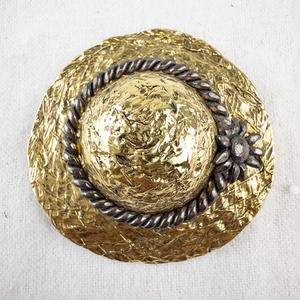 lot 130 image: Premier Designs Gold Tone Hat Brooch with Silver Accent