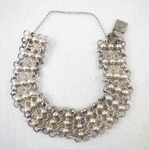 lot 160 image: Sterling Silver Filigree Bracelet with Pearls.