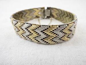 lot 173 image: Base Metal 3 Inch Wide Two-Tone Zigzag Bracelet