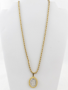 lot 194 image: Gold-Tone Rope Chain Necklace with Oval Cameo Pendant