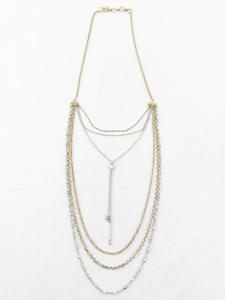 lot 198 image: Multi-Strand Mixed Metal Layered Necklace.