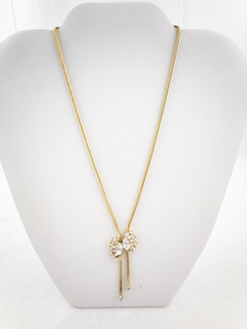 lot 202 image: Gold-Tone Statement Necklace with Clear Rhinestone Pendant