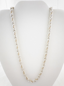 lot 206 image: Classic 18 Sterling Silver and Gold Tone Rope Chain Necklace.