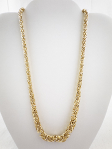 lot 209 image: Gold-Tone Tapered Byzantine Link Chain Necklace.