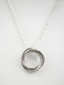 lot 223 image: Sterling Silver Italian Necklace with Interlocking Circle Pendant