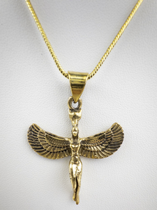 lot 224 image: Gold Tone Winged Goddess Pendant Necklace