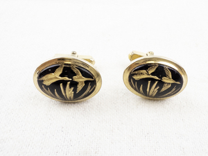 lot 244 image: Anson Gold Tone Cufflinks with Flying Duck Design