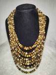 925 Jay King DTR Tiger Eye & Yellow Opal Ten Strand Necklace