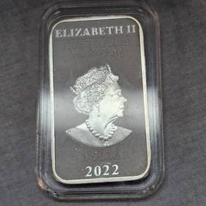 lot 41 image: 2022 1 oz Silber Queen ElizabethDragon Bar