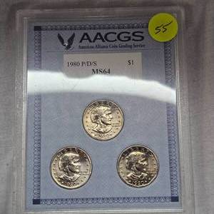 lot 55 image: 1980 P,D,S AACGS MS65 Susan B Set