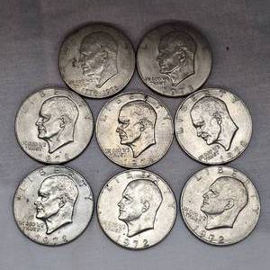lot 65 image: Lot of 8 Ike $1 Coins