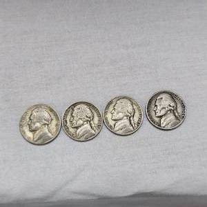lot 70 image: 1943,44,44,45 Silver Nickels(4)