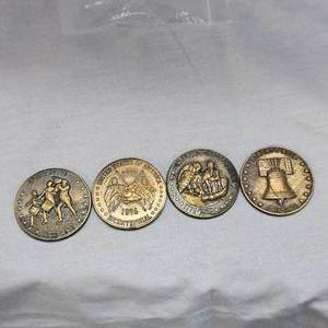 lot 16 image: 1776-1976 Brass Coin Set of Liberty, 4 Coins