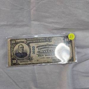 lot 21 image: 1902 $10 Dallas, TX Horseblanket