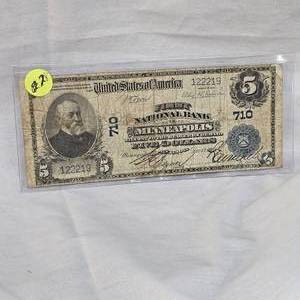 lot 28 image: 1902 $5 Minneapolis, MN Horseblanket