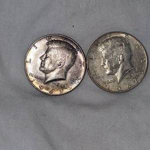 lot 85 image: 1967,1969 405 Silver Kennedy 50c