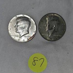 lot 87 image: 1968,1969 40% Silver Kennedy 50c