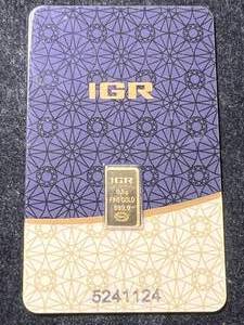 lot 15 image: .5 GRAMS .999 FINE GOLD IGR BAR