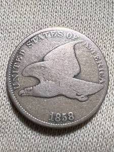 lot 16 image: 1858LL US FLYING EAGLE CENT