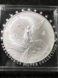 lot 19 image: 2021 MEXICAN LIBERTAD 1 TROY OZ .999 FINE SILVER IN CASE