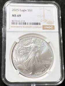 lot 24 image: 2025 AMERICAN SILVER EAGLE NGC MS69