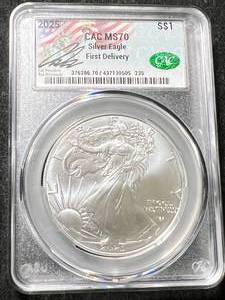 lot 33 image: 2025 AMERICAN SILVER EAGLE CAC MS70