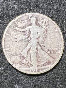 lot 35 image: 1921 US WALKING LIBERTY HALF DOLLAR