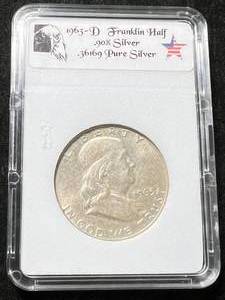 lot 38 image: 1963-D US FRANKLIN HALF DOLLAR SLABBED