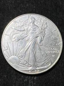 lot 57 image: 2022 AMERICAN SILVER EAGLE 1 TROY OZ .999 FINE SILVER