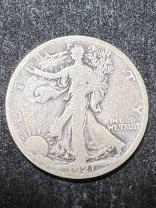 lot 59 image: 1921-S US WALKING LIBERTY HALF DOLLAR