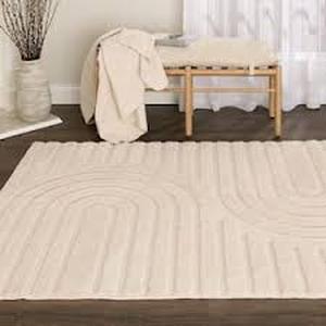 lot 31 image: StyleWell Oathil 6 ft. x 8 ft. Cream Geometric Polyester Area Rug     Customer Returns See Pictures