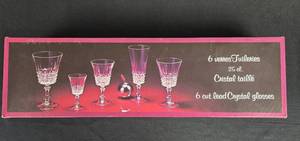 Boxed Set of 6 Cristal d'Arques France Cut Lead Crystal Glasses