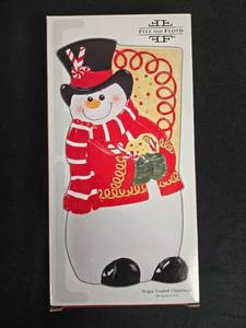 Fitz and Floyd Sugar Coated Christmas Snowman Elongated Tray