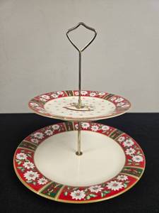 Charlton Hall by Kobe Japan Two-Tier Porcelain Holiday Serving Stand