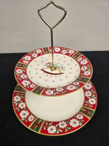 Charlton Hall by Kobe Japan Two-Tier Porcelain Holiday Serving Stand