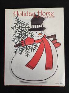 lot 8 image: Holiday Home by Fitz and Floyd Snowman Canape Plate in Box