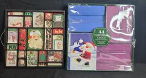 lot 13 image: Christmas Shadow Box Decor and Christmas Cards with Envelopes - qty of cards unverified