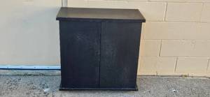 lot 69 image: Black Wooden Storage Cabinet with Adjustable Shelves 30x31x16 in