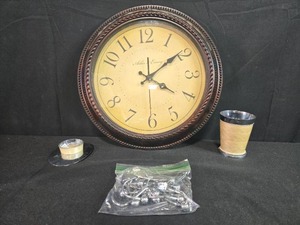 lot 73 image: Ashes & Emery Wall Clock with Bathroom Accessories